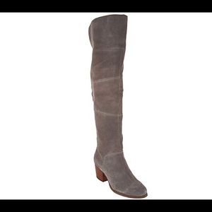Sole Society Over the Knee Suede Boots in Melbourne Mushroom — Size 11